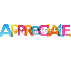 Colorful typography of the word 'APPRECIATE'.